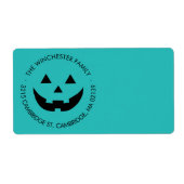 Niedliche lustige aquamarine Kürbislaterne Hallowe (Vorne)