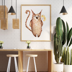 Niedliche lustige Aquarellbilder dekorativ Poster