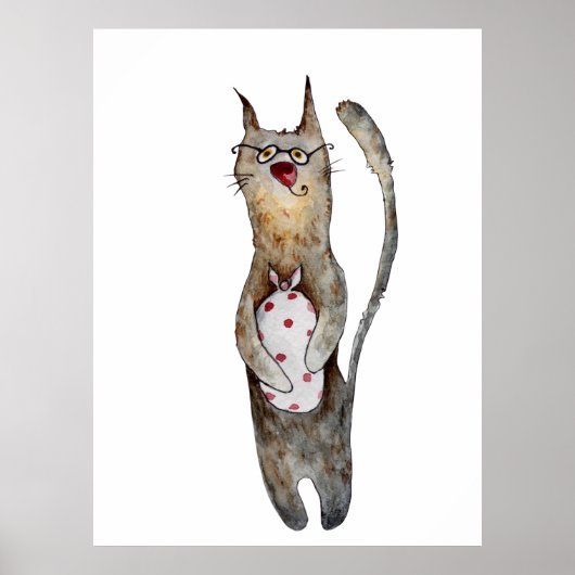 Niedliche lustige Aquarellbilder dekorativ Poster (Vorne)