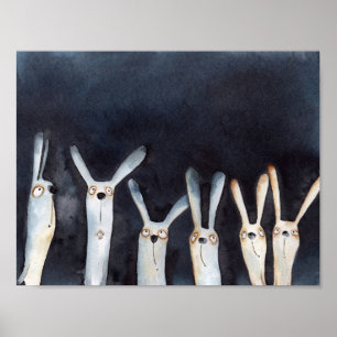 Niedliche, lustige Aquarellbilder Poster