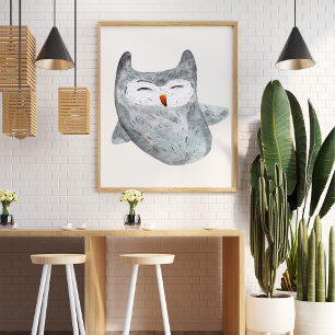 Niedliche, lustige Aquarellblütendekoration Poster