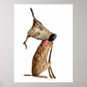 Niedliche, lustige Aquarellhundelustration Poster (Vorne)