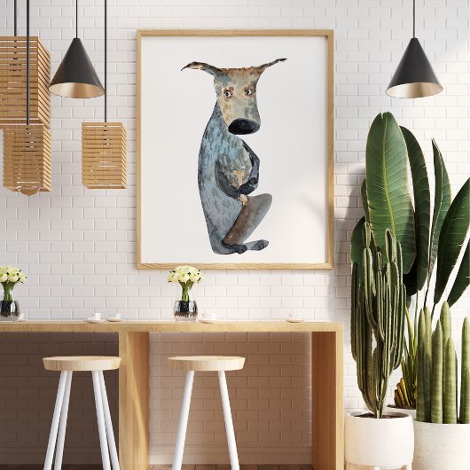 Niedliche, lustige Aquarellhundelustration Poster