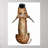 Niedliche, lustige Aquarellhundelustration Poster (Vorne)