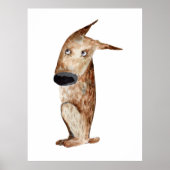 Niedliche, lustige Aquarellhundelustration Poster (Vorne)