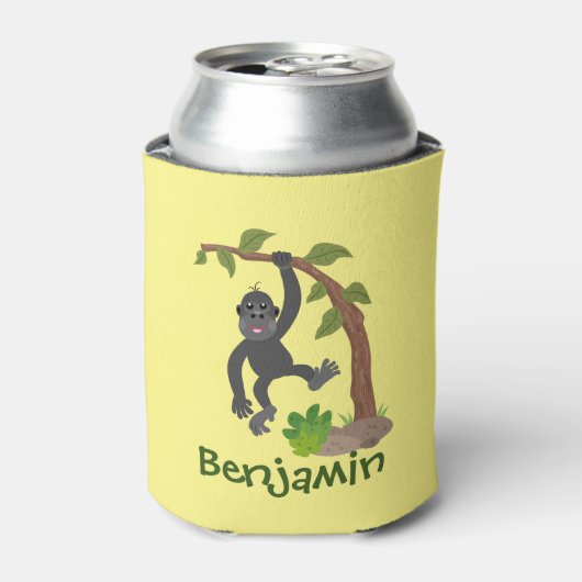 Niedliche lustige Baby Gorilla Cartoon Illustratio Dosenkühler (Kanne Vorderseite)