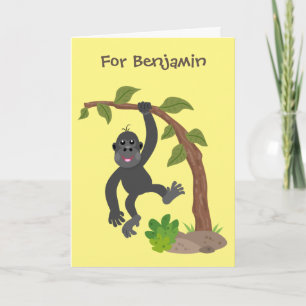 Niedliche lustige Baby Gorilla Cartoon Illustratio Karte
