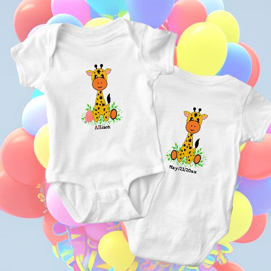 Niedliche lustige Babygiraffe, personalisierbar Baby Strampler