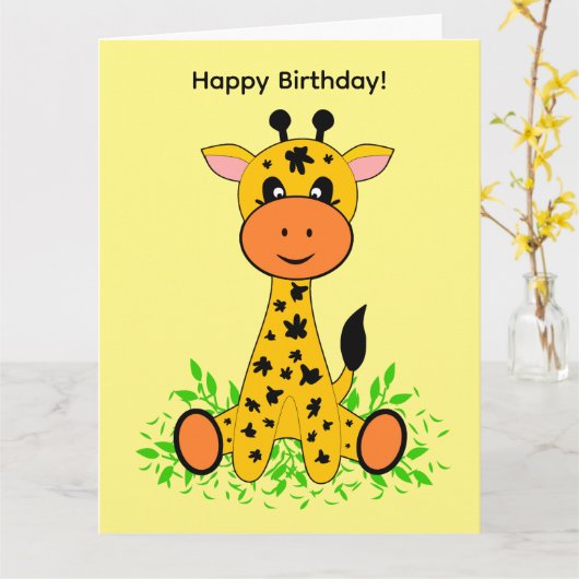 Niedliche lustige Babygiraffe zum Geburtstag Karte (Gelbe Blume)