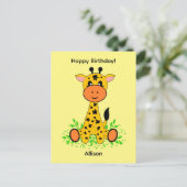Niedliche lustige Babygiraffe zum Geburtstag Postkarte (Stehend Vorderseite)