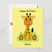 Niedliche lustige Babygiraffe zum Geburtstag Postkarte (Vorne/Hinten)