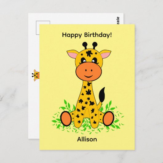 Niedliche lustige Babygiraffe zum Geburtstag Postkarte (Vorne/Hinten)
