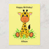 Niedliche lustige Babygiraffe zum Geburtstag Postkarte (Vorderseite)