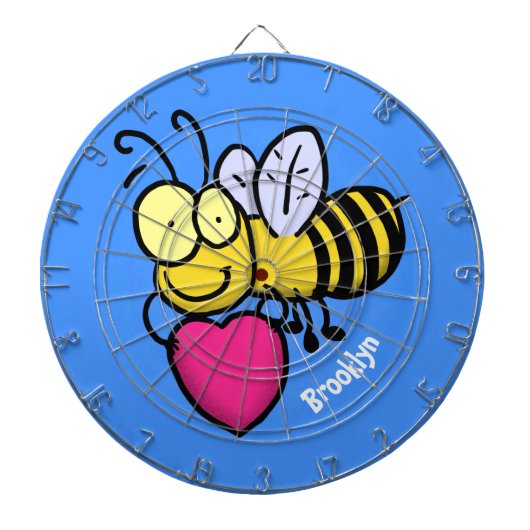 Niedliche lustige Biene mit Herz-Cartoon-Abbildung Dartscheibe (vorne)