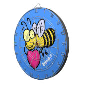 Niedliche lustige Biene mit Herz-Cartoon-Abbildung Dartscheibe (Vorderseite rechts)