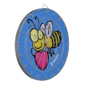 Niedliche lustige Biene mit Herz-Cartoon-Abbildung Dartscheibe (Vorderseite Links)