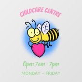 Niedliche lustige Biene mit Herz-Cartoon-Abbildung Fensteraufkleber (Blatt)