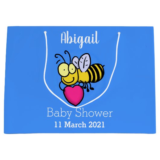 Niedliche lustige Biene mit Herz-Cartoon-Abbildung Große Geschenktüte (Vorderseite)