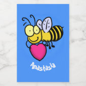 Niedliche lustige Biene mit Herz-Cartoon-Abbildung Lebensmitteletikett (Einzelnes Label)