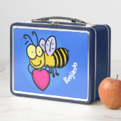 Niedliche lustige Biene mit Herz-Cartoon-Abbildung Metall Brotdose (Beispiel)