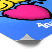 Niedliche lustige Biene mit Herz-Cartoon-Abbildung Poster (Ecke)