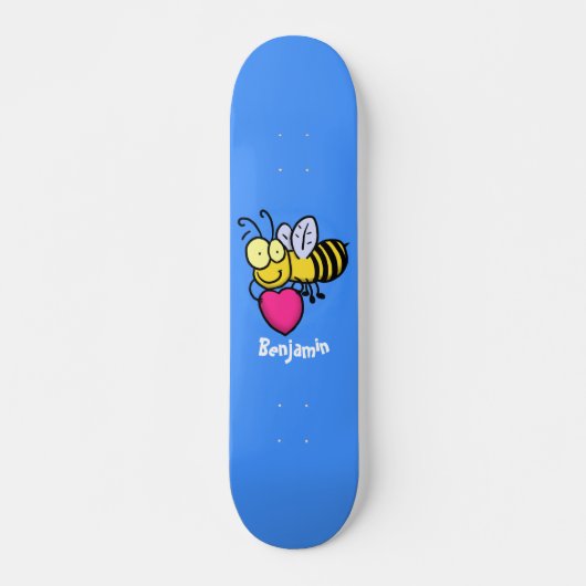 Niedliche lustige Biene mit Herz-Cartoon-Abbildung Skateboard (Vorne)