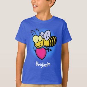 Niedliche lustige Biene mit Herz-Cartoon-Abbildung T-Shirt