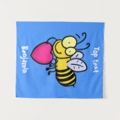 Niedliche lustige Biene mit Herz-Cartoon-Abbildung Wandteppich (Vorderseite (Horizontal))