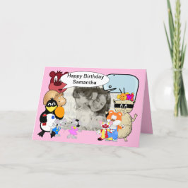 Niedliche lustige Cartoon in Rosa Karte