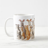 Niedliche lustige Cartoon Windhunde Hunde Liebhabe Kaffeetasse (Links)