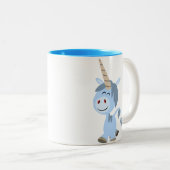 Niedliche lustige Cartoonunicorn-Tasse Zweifarbige Tasse (VorderseiteRechts)