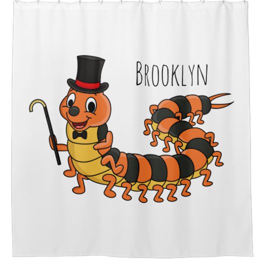 Niedliche lustige Centipez-Cartoon-Abbildung Duschvorhang (Vorderseite)