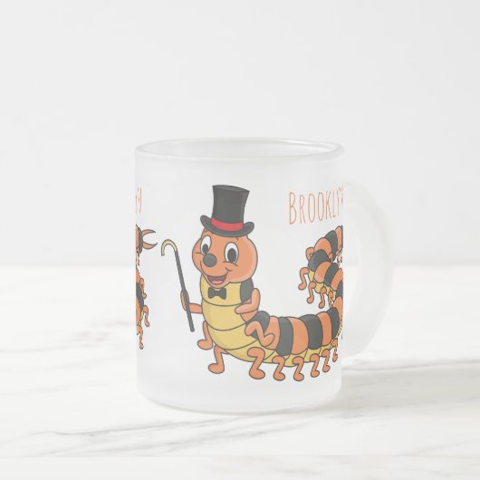 Niedliche lustige Centipez-Cartoon-Abbildung Mattglastasse (VorderseiteRechts)