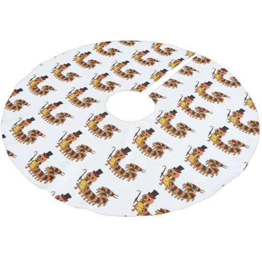 Niedliche lustige Centipez-Cartoon-Abbildung Polyester Weihnachtsbaumdecke (Schrägansicht)