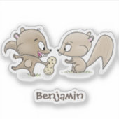Niedliche lustige Eichhörnchen-Cartoon-Illustratio Aufkleber (Vorderseite)