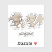 Niedliche lustige Eichhörnchen-Cartoon-Illustratio Aufkleber (Blatt)