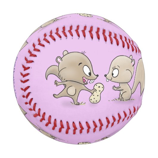 Niedliche lustige Eichhörnchen-Cartoon-Illustratio Baseball (Vorderseite Links)