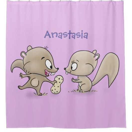 Niedliche lustige Eichhörnchen-Cartoon-Illustratio Duschvorhang (Vorderseite)
