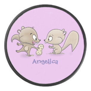 Niedliche lustige Eichhörnchen-Cartoon-Illustratio Eishockey Puck
