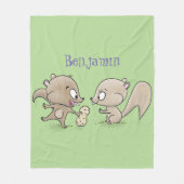 Niedliche lustige Eichhörnchen-Cartoon-Illustratio Fleecedecke (Vorderseite)