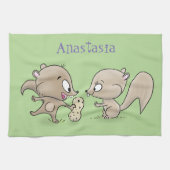 Niedliche lustige Eichhörnchen-Cartoon-Illustratio Geschirrtuch (Horizontal)