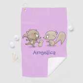 Niedliche lustige Eichhörnchen-Cartoon-Illustratio Golfhandtuch (Insitu)