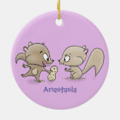 Niedliche lustige Eichhörnchen-Cartoon-Illustratio Keramik Ornament (Hinten)