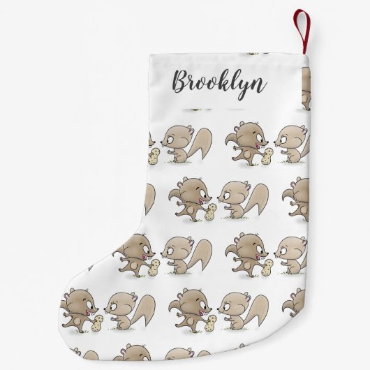 Niedliche lustige Eichhörnchen-Cartoon-Illustratio Kleiner Weihnachtsstrumpf (Rückseite)