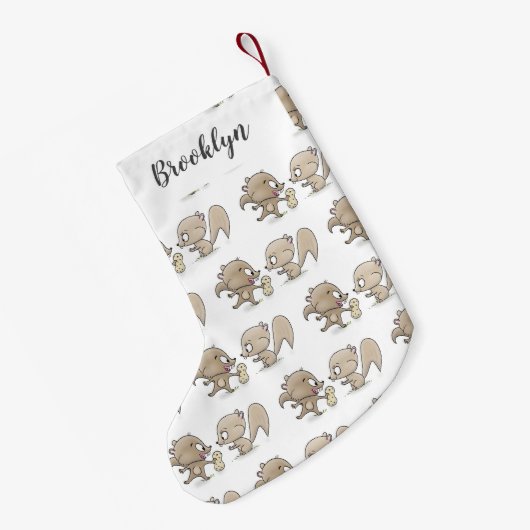 Niedliche lustige Eichhörnchen-Cartoon-Illustratio Kleiner Weihnachtsstrumpf (Rückseite (Hängend))