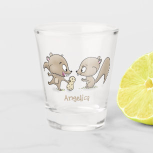 Niedliche lustige Eichhörnchen-Cartoon-Illustratio Schnapsglas