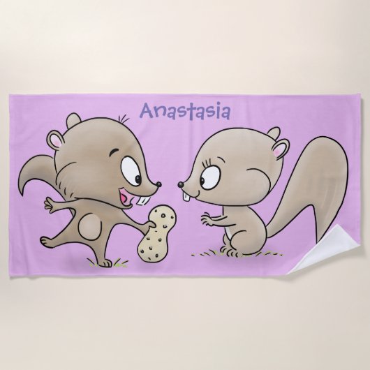 Niedliche lustige Eichhörnchen-Cartoon-Illustratio Strandtuch (Vorderseite)