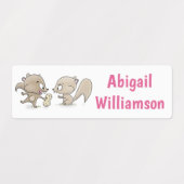 Niedliche lustige Eichhörnchen Cartoon personalisi Etiketten (Design 2)