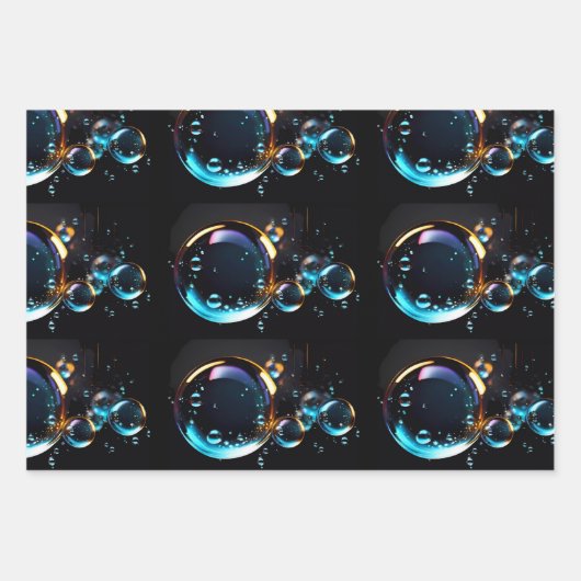 Niedliche, lustige, farbige Blasen Geschenkpapier Set (Vorderseite 3)