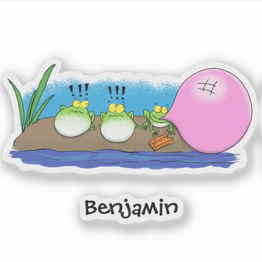 Niedliche lustige Froschbläschen-Cartoon-Abbildung Aufkleber (Vorderseite)